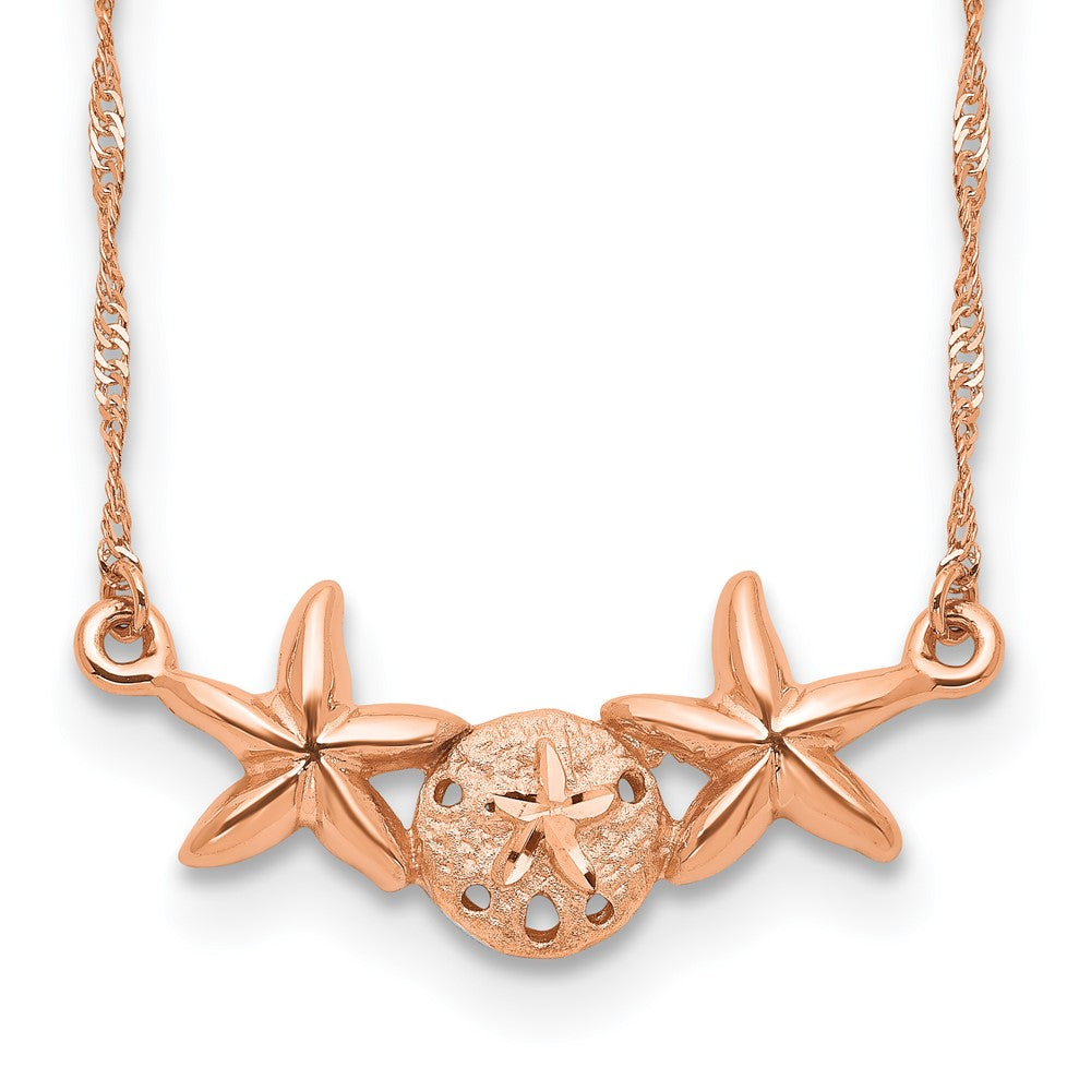 14K Roségold Gebürstet & Poliert Sand Dollar Seestern Halskette