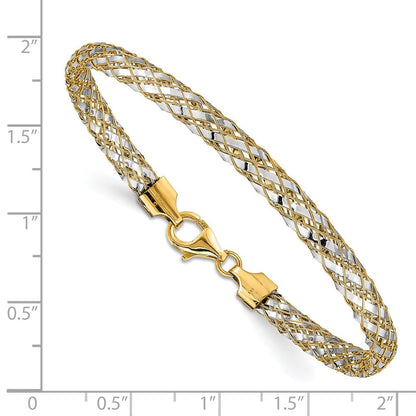 7.5 Zoll 14K mit Rhodium Geflochten Netz Armband