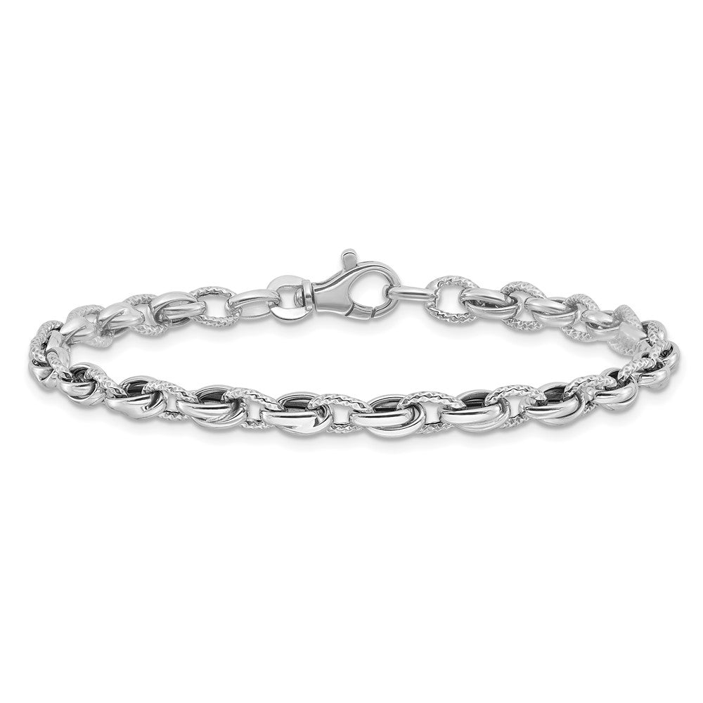 14K Weißgold Poliert Fantasieglieder Gliederarmband
