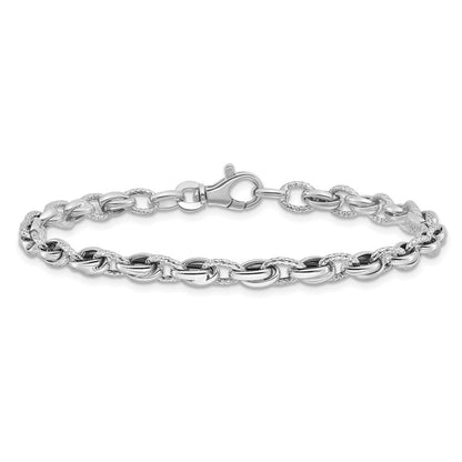 14K Weißgold Poliert Fantasieglieder Gliederarmband