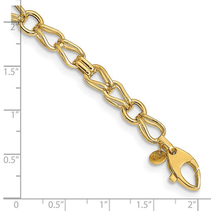 7.5 Zoll 14K Poliert Fantasieglieder Armband