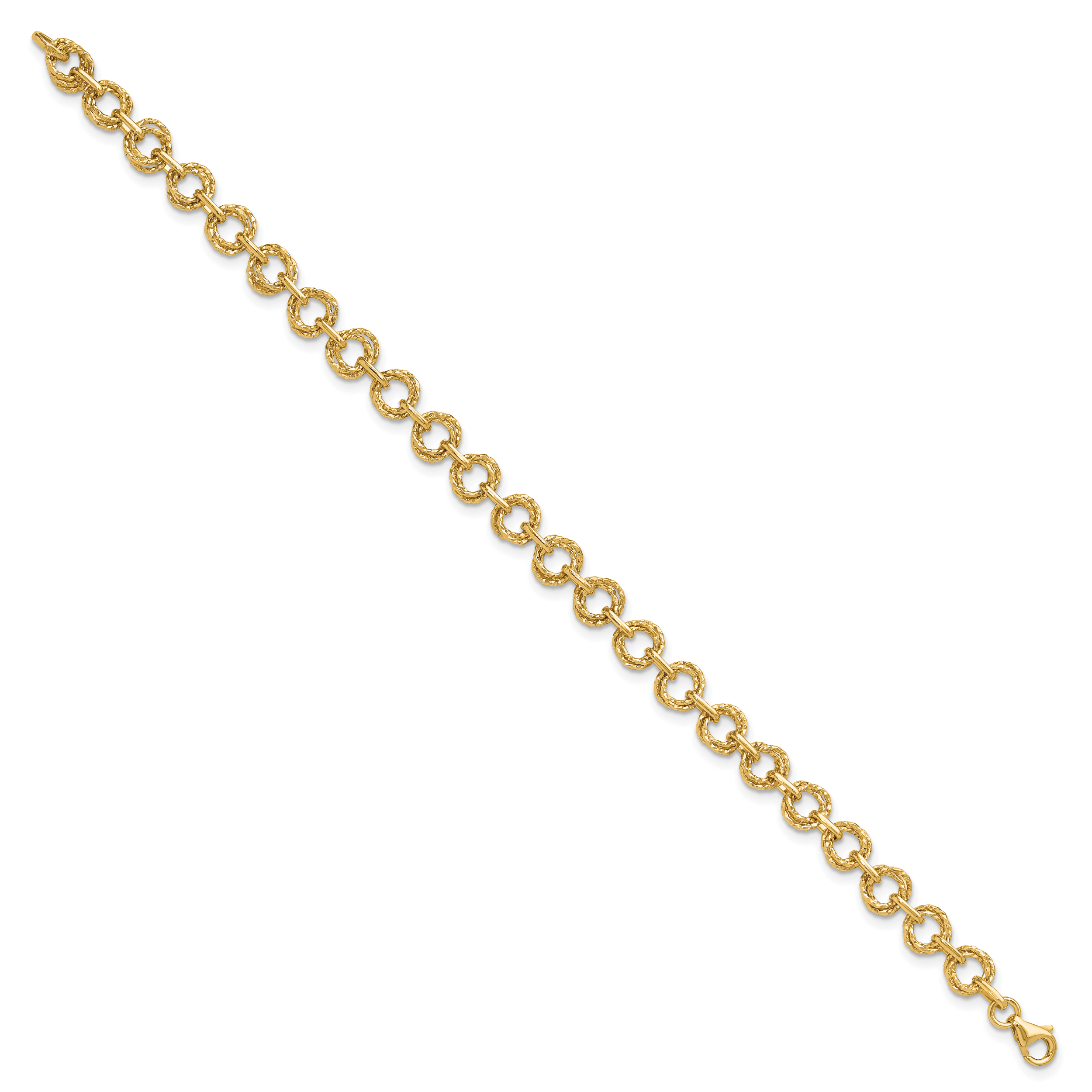 7 Zoll 14K Poliert & Strukturiert Fantasieglieder Armband