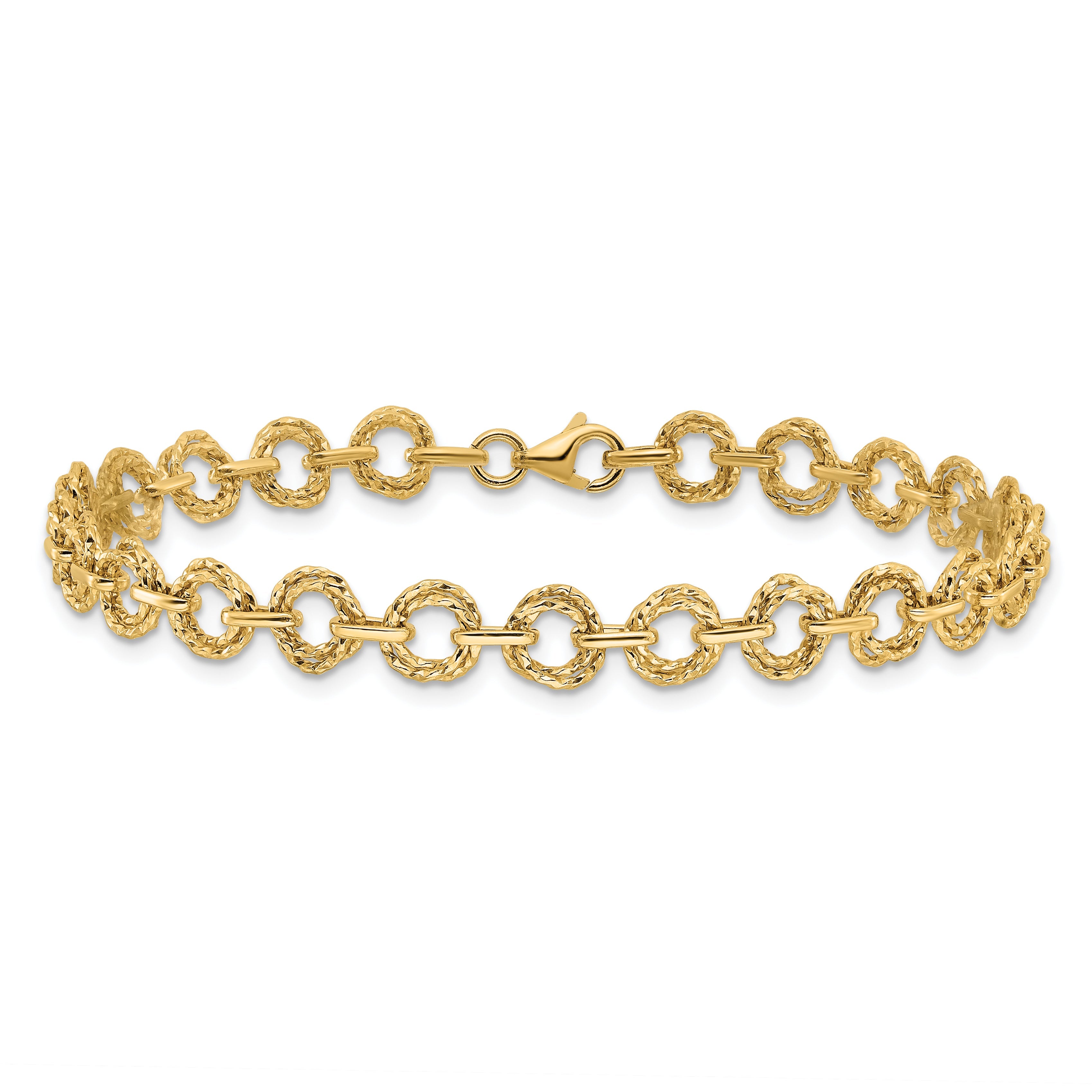 7 Zoll 14K Poliert & Strukturiert Fantasieglieder Armband