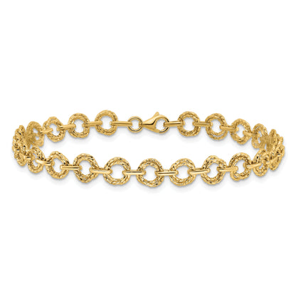 7 Zoll 14K Poliert & Strukturiert Fantasieglieder Armband