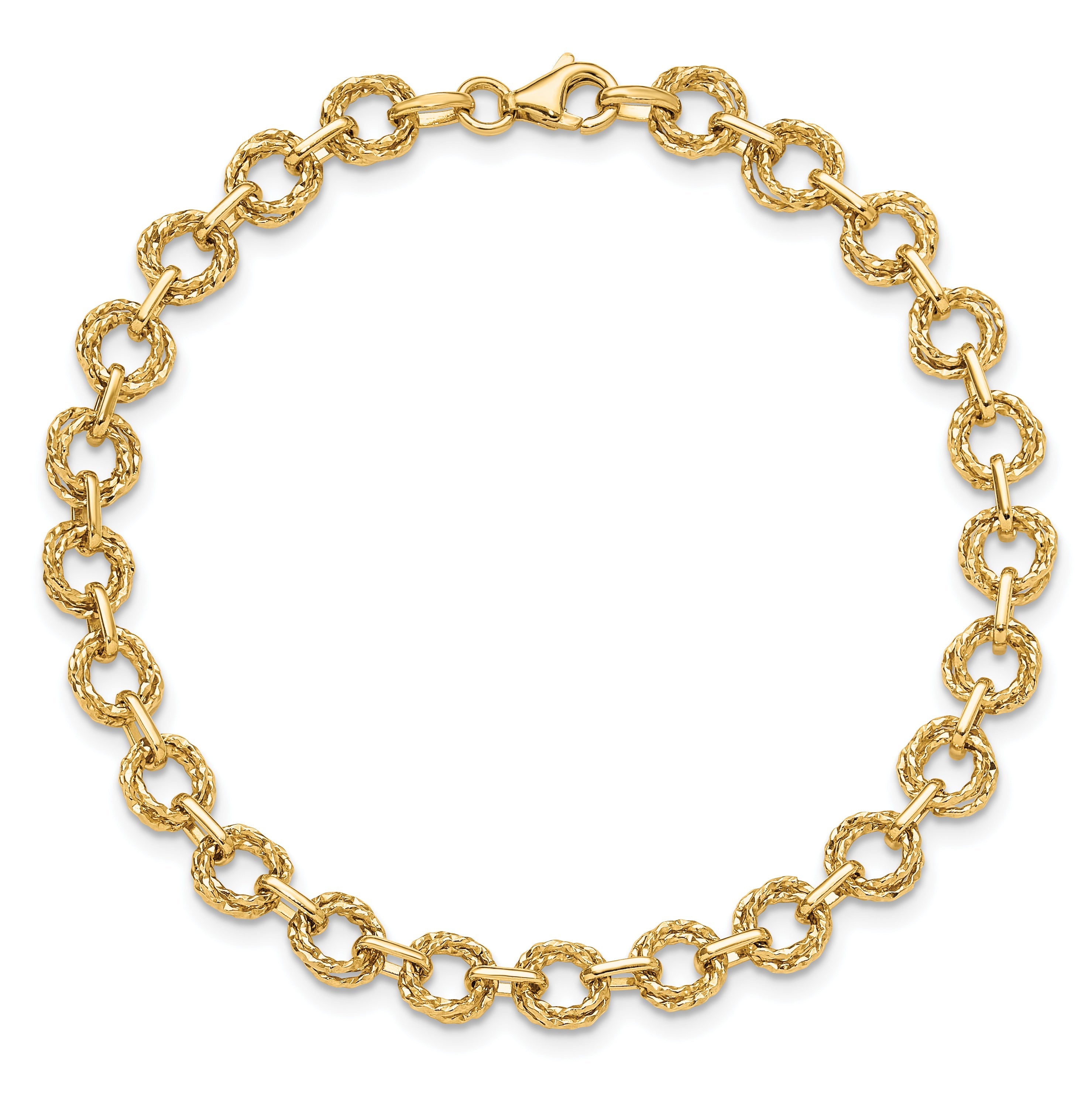 7 Zoll 14K Poliert & Strukturiert Fantasieglieder Armband