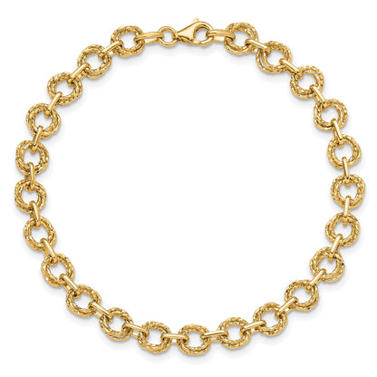 7 Zoll 14K Poliert & Strukturiert Fantasieglieder Armband