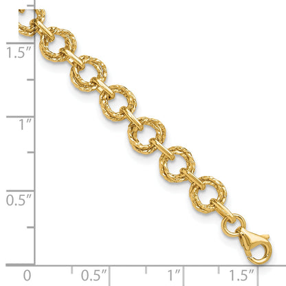 7 Zoll 14K Poliert & Strukturiert Fantasieglieder Armband