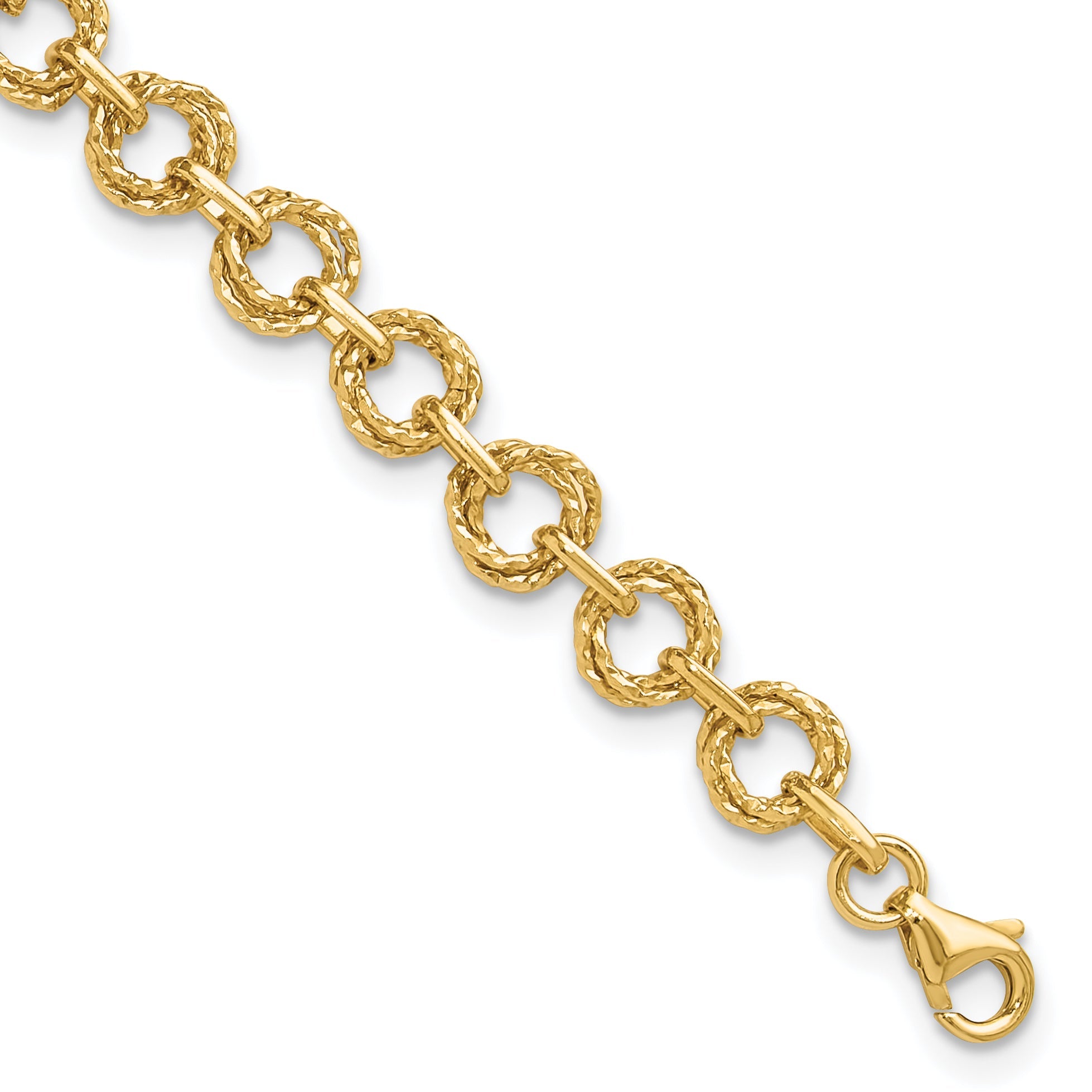 7 Zoll 14K Poliert & Strukturiert Fantasieglieder Armband
