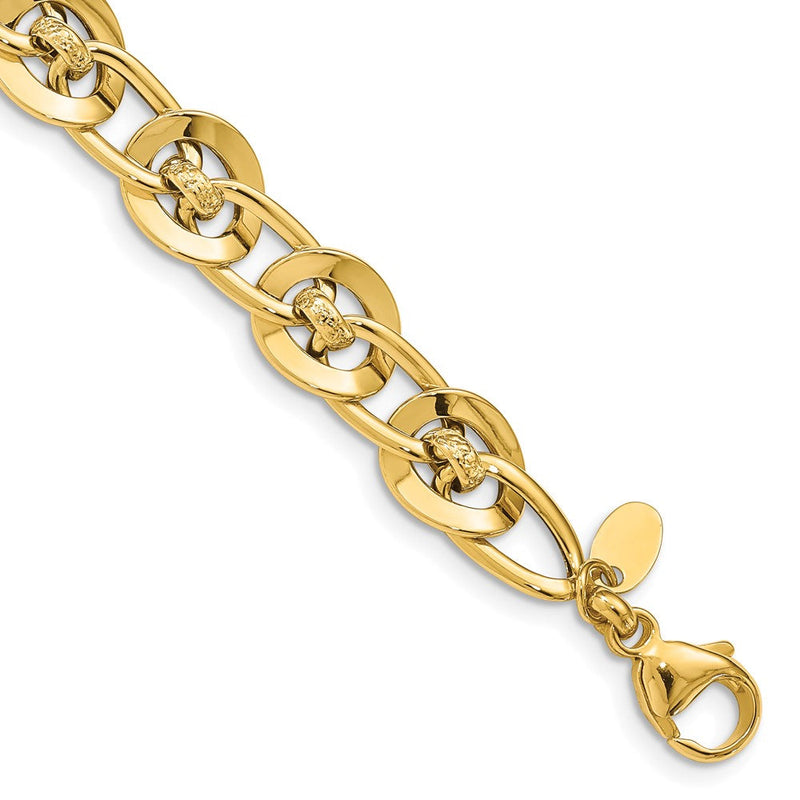 8 Zoll 14K Poliert Fantasieglieder Armband