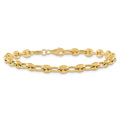 14K Gelbgold Poliert Glieder Gliederarmband