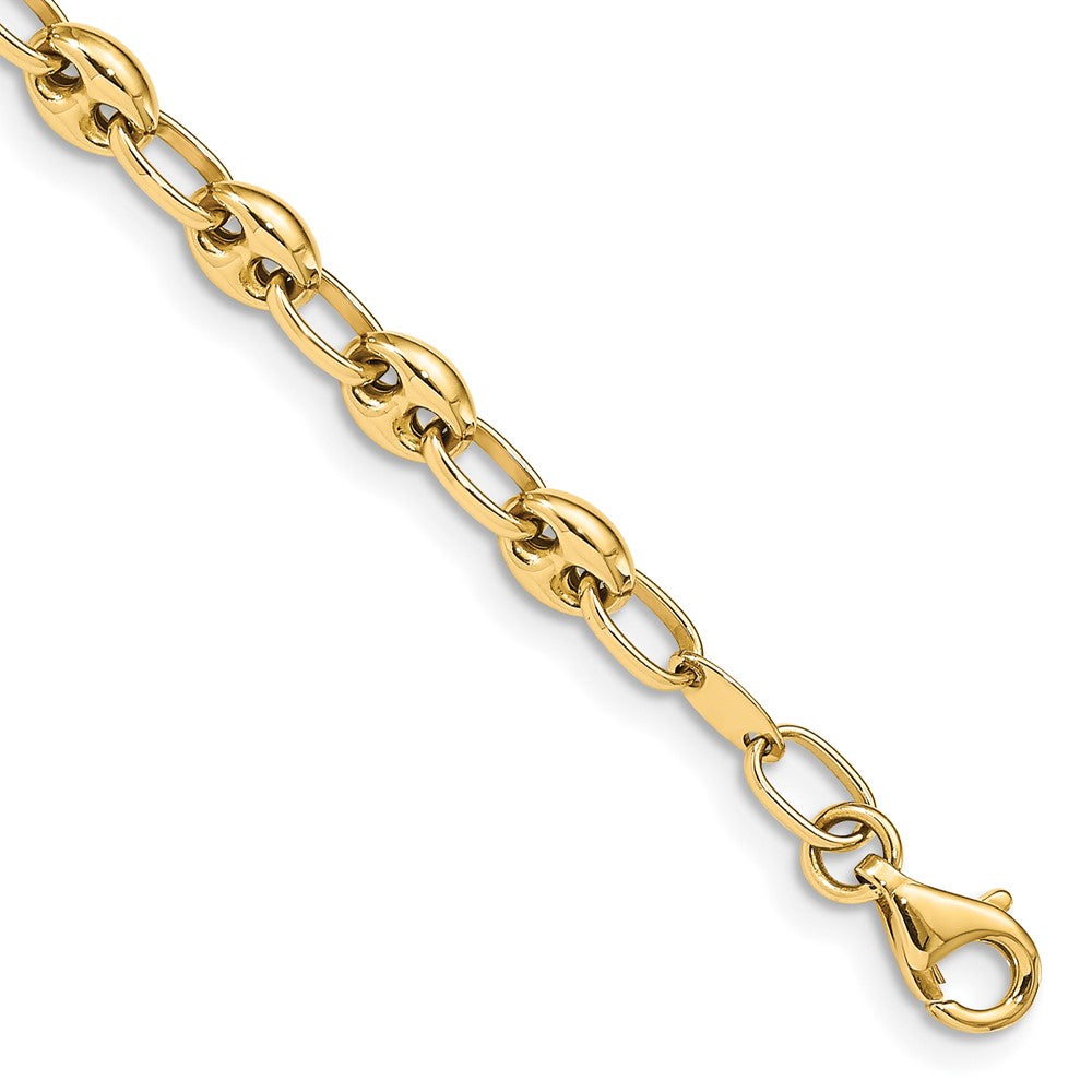 14K Gelbgold Poliert Glieder Gliederarmband