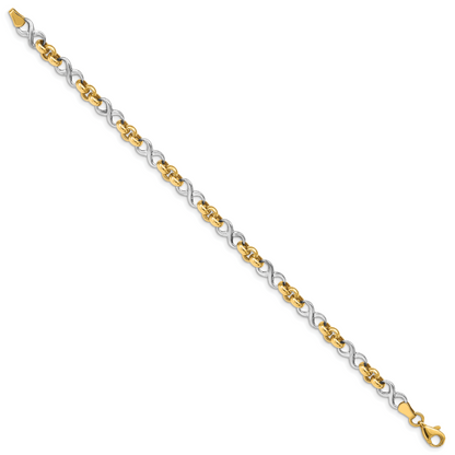 7.5 Zoll 14K Bicolor Unendlichkeit Armband