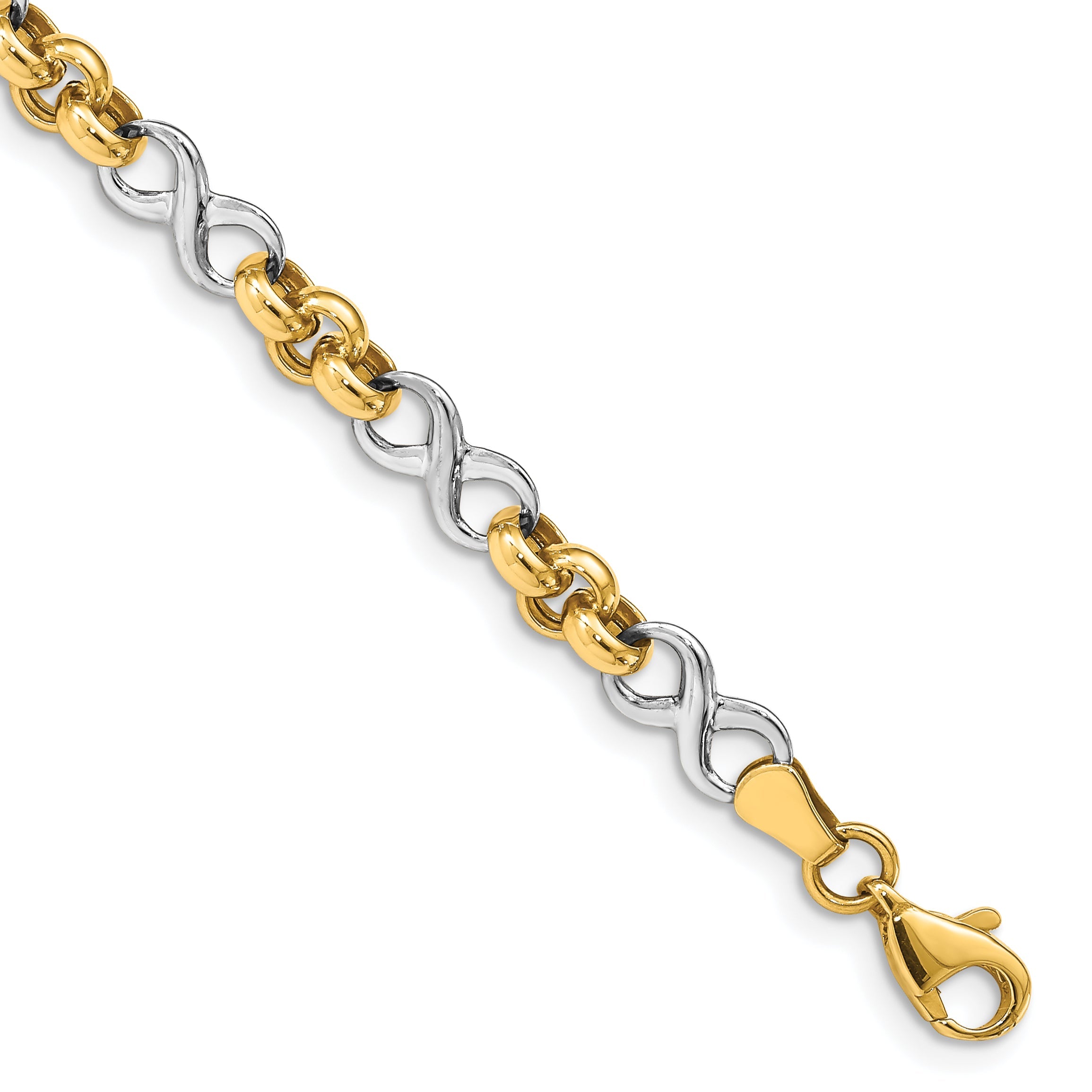 7.5 Zoll 14K Bicolor Unendlichkeit Armband