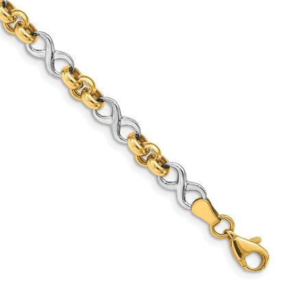 7.5 Zoll 14K Bicolor Unendlichkeit Armband