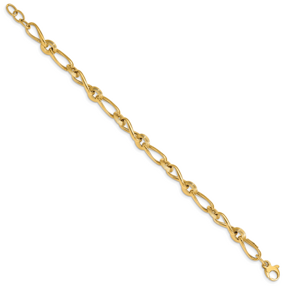 8 Zoll 14K Poliert & Gerillt Mit.5 in Verlängerung. Fantasieglieder Armband
