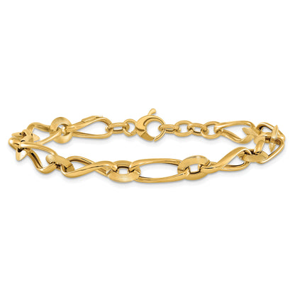 8 Zoll 14K Poliert & Gerillt Mit.5 in Verlängerung. Fantasieglieder Armband