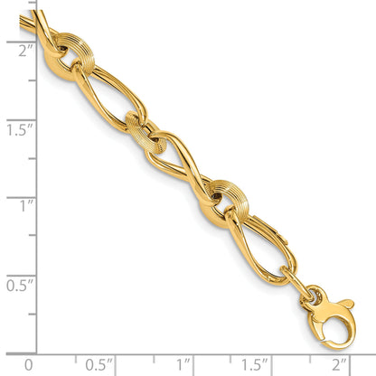 8 Zoll 14K Poliert & Gerillt Mit.5 in Verlängerung. Fantasieglieder Armband