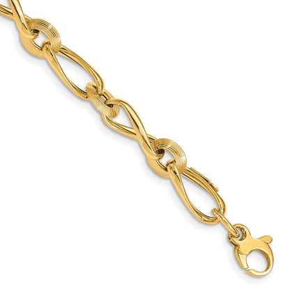 8 Zoll 14K Poliert & Gerillt Mit.5 in Verlängerung. Fantasieglieder Armband