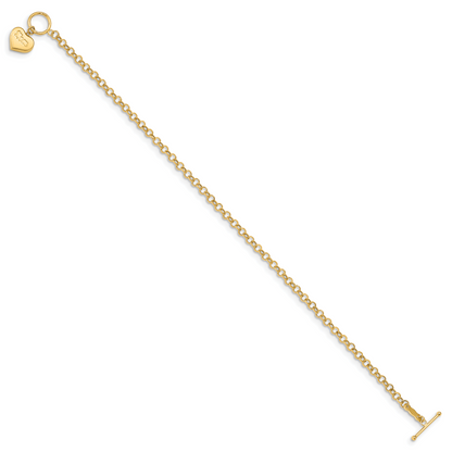7.5 Zoll 14K Gewölbt Mama Herz Knebel Armband