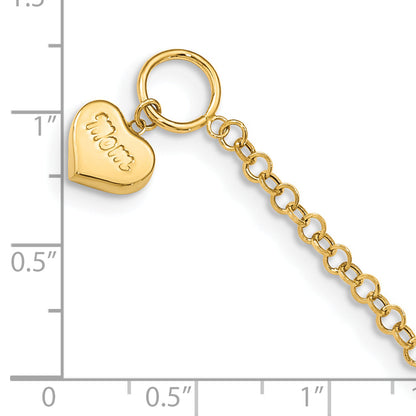 7.5 Zoll 14K Gewölbt Mama Herz Knebel Armband