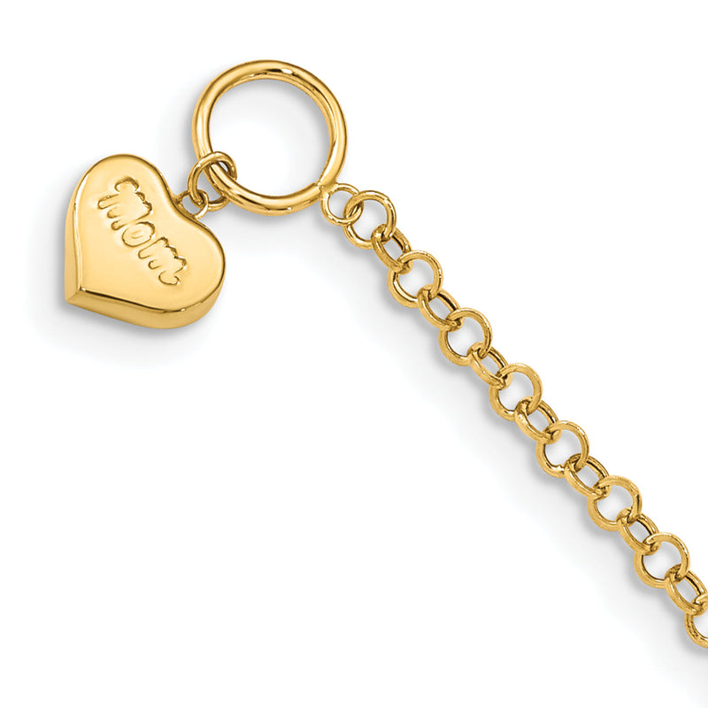 7.5 Zoll 14K Gewölbt Mama Herz Knebel Armband