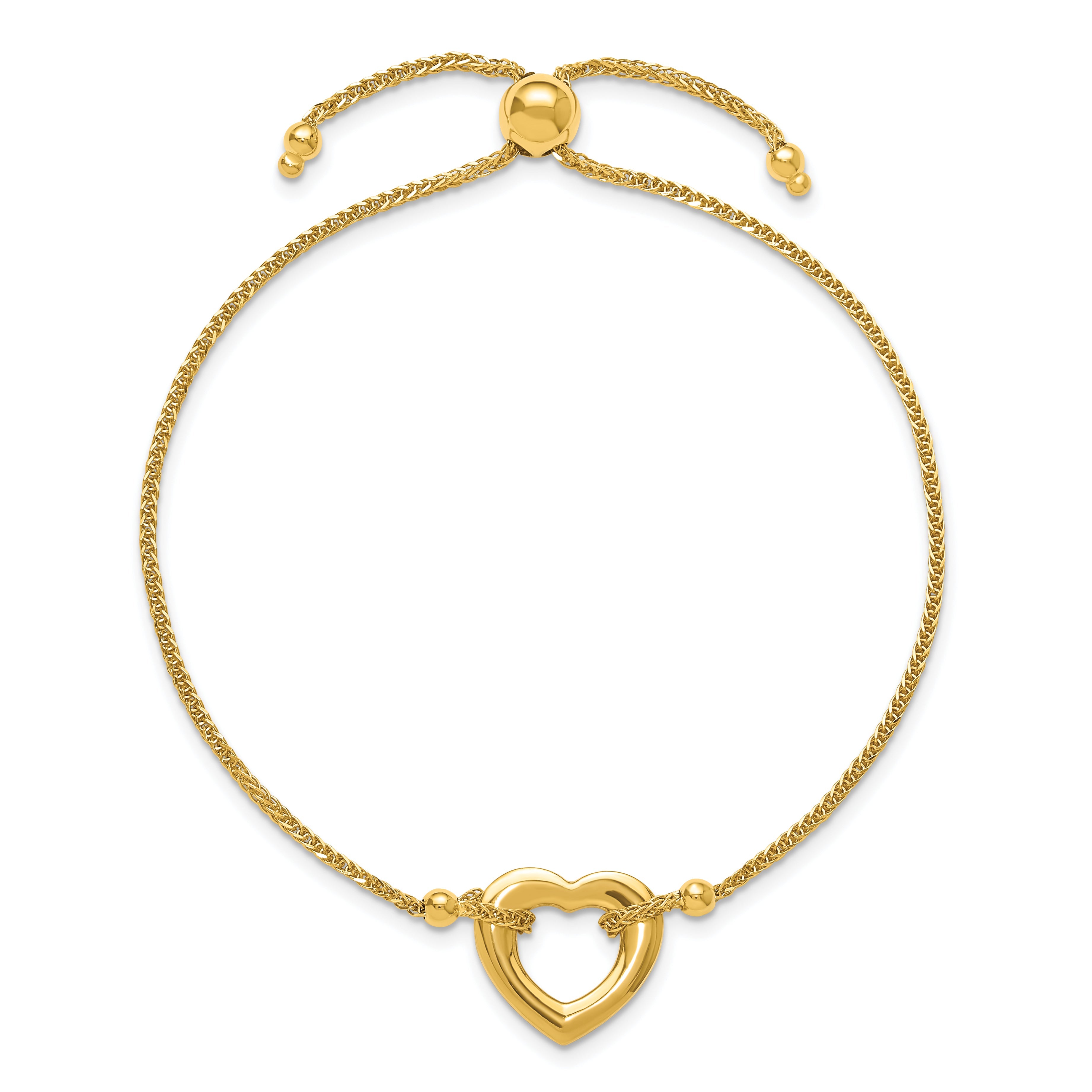 14K Gelbgold Herz Verstellbar Armband