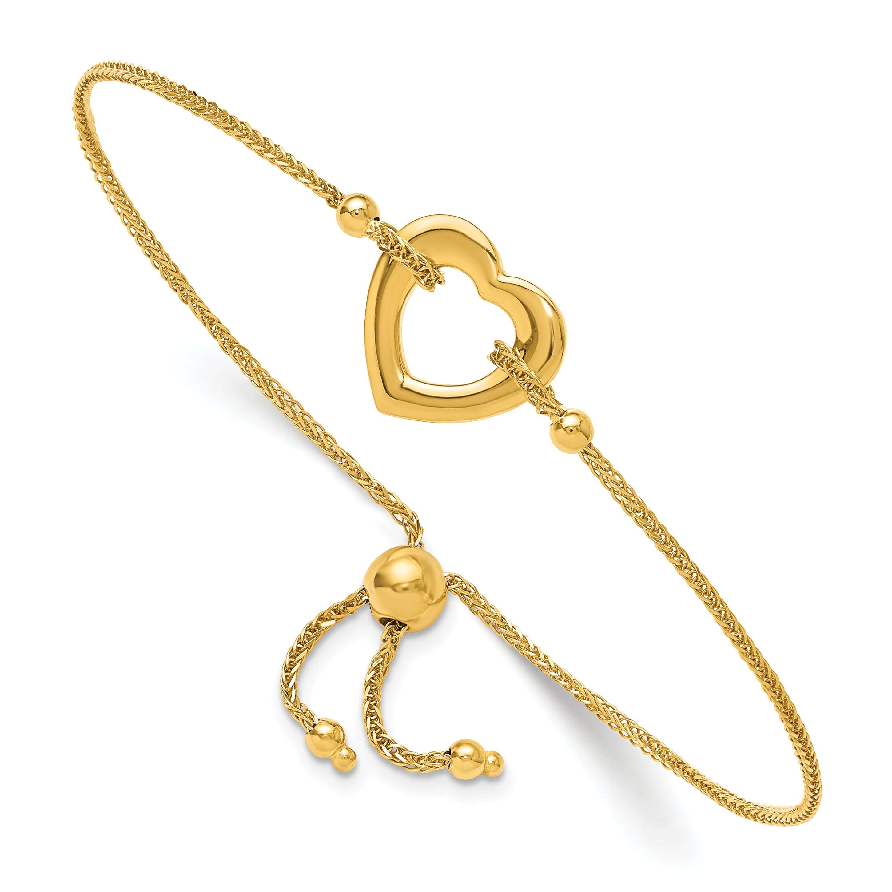14K Gelbgold Herz Verstellbar Armband