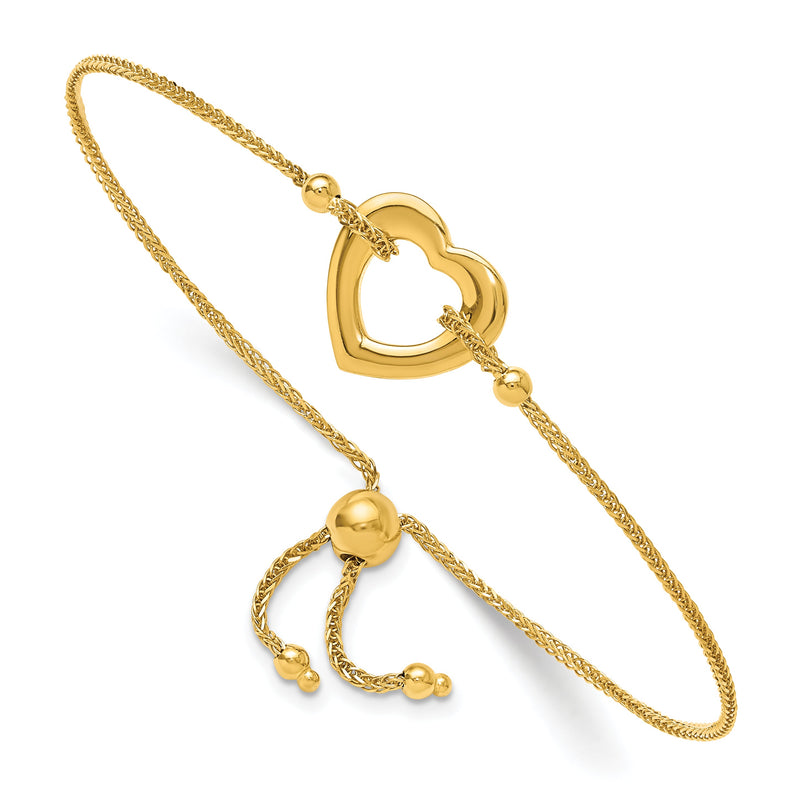 14K Gelbgold Herz Verstellbar Armband