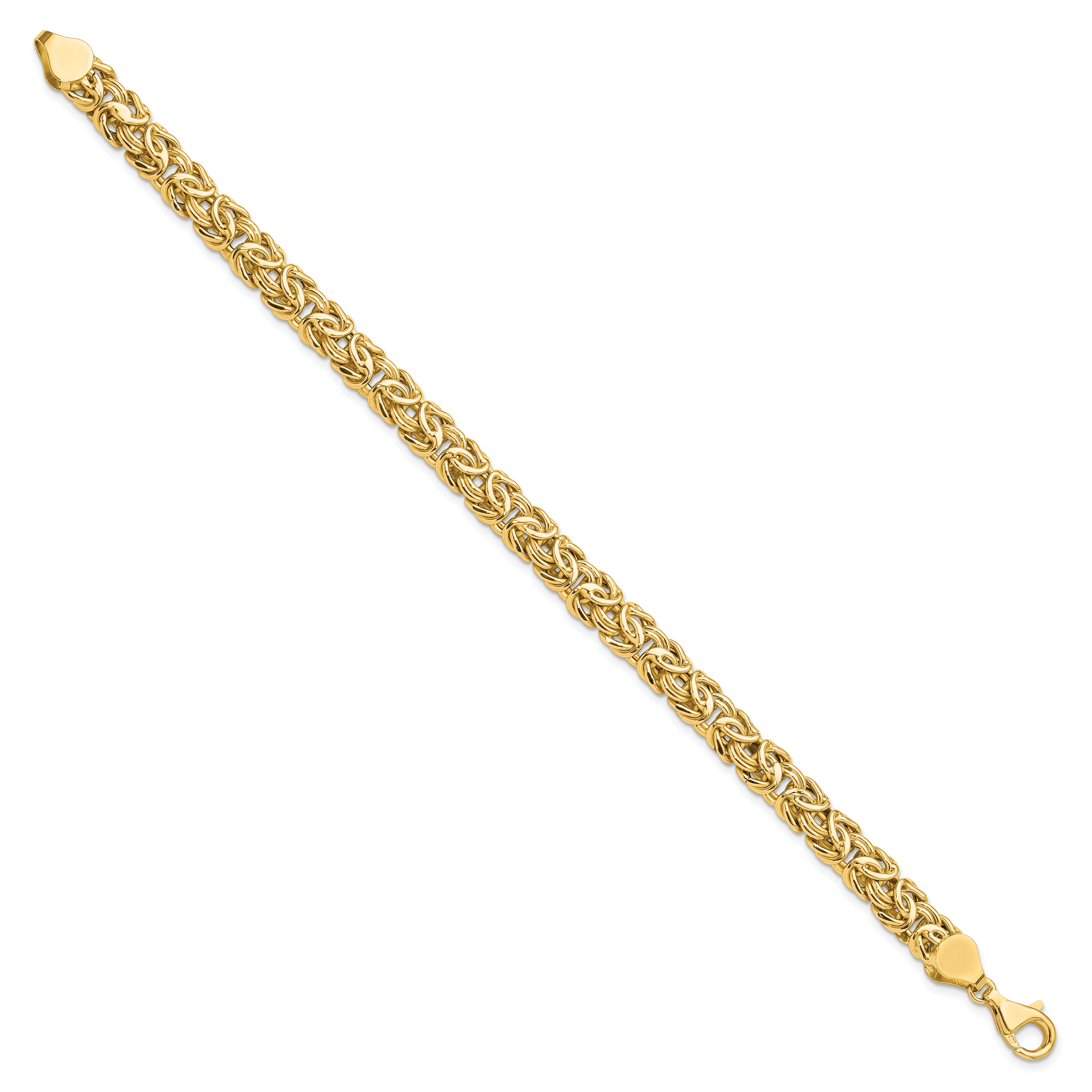 8 Zoll 14K Poliert Fantasie Byzantiner Glieder Armband