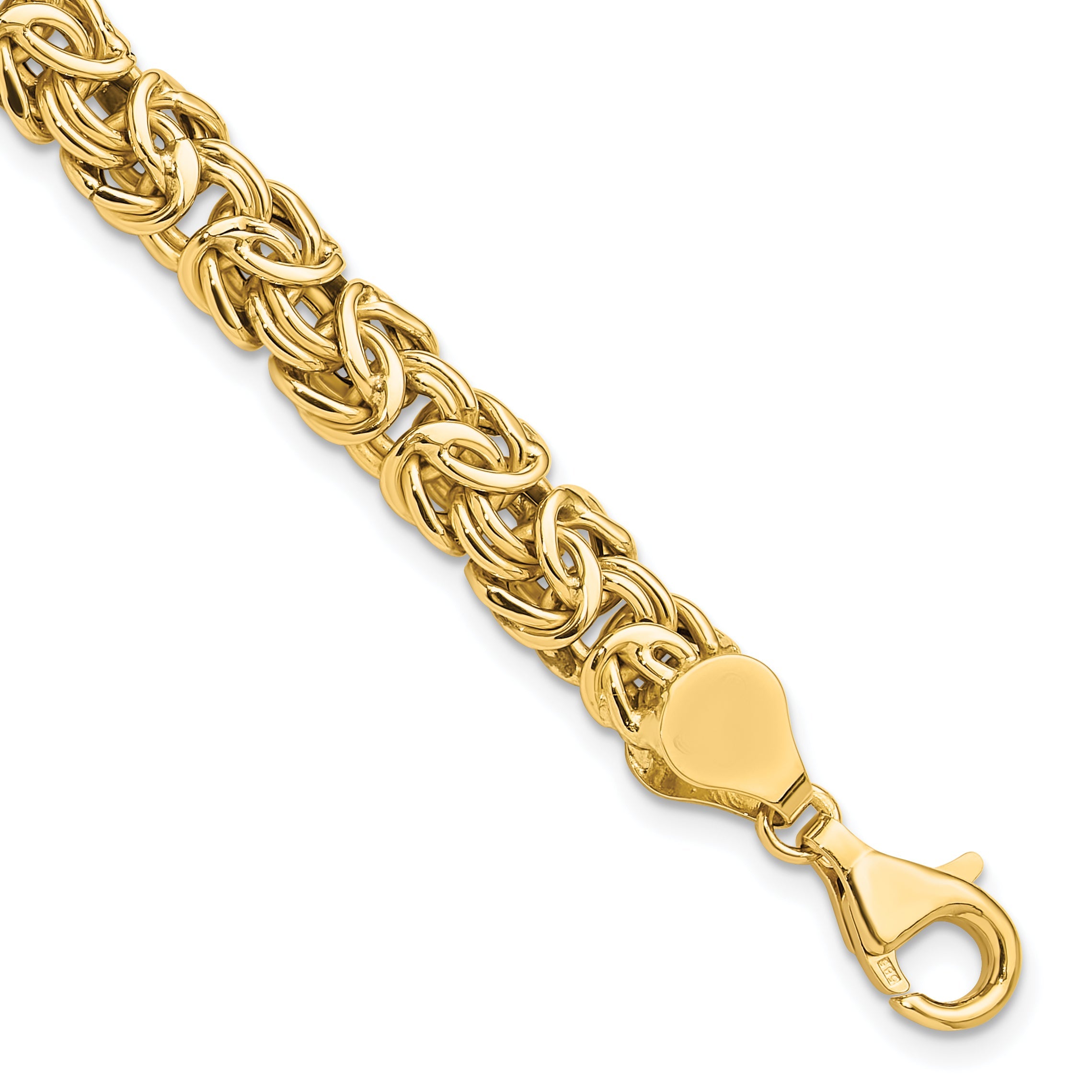 8 Zoll 14K Poliert Fantasie Byzantiner Glieder Armband