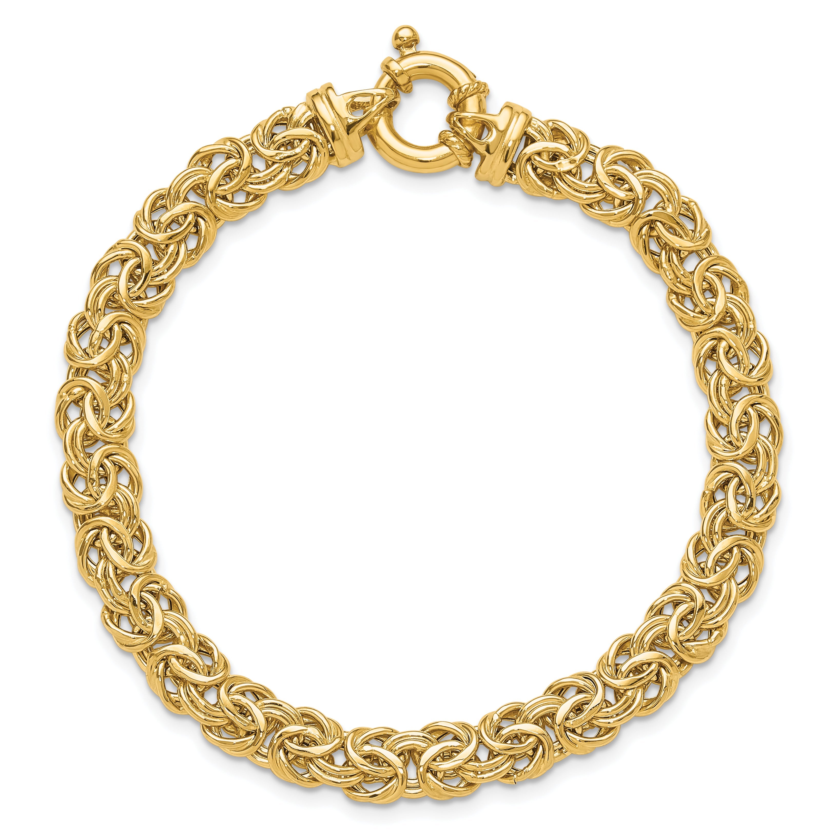 7.5 Zoll 14K Fantasie 7mm Flach Byzantiner Armband