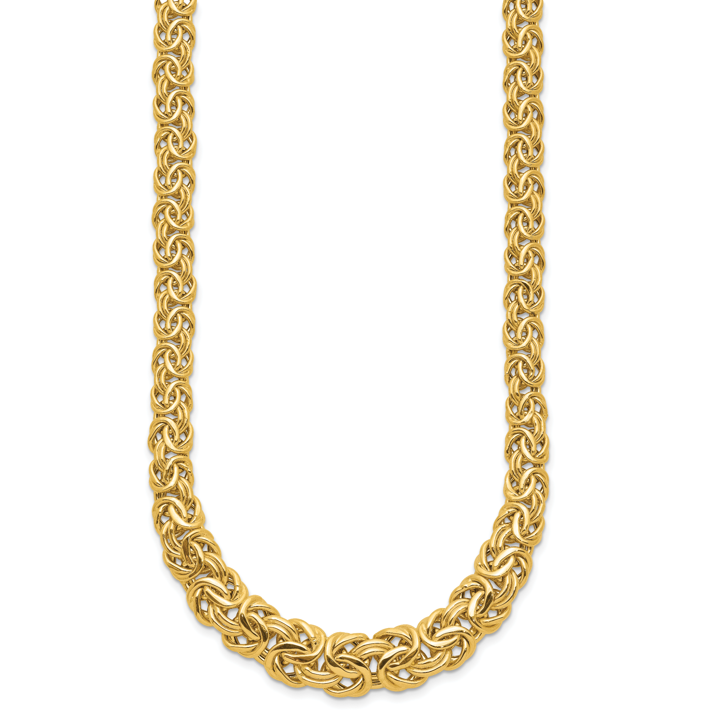 14K Gelbgold Fantasie Abgestuft 7-12mm Flach Byzantiner Halskette