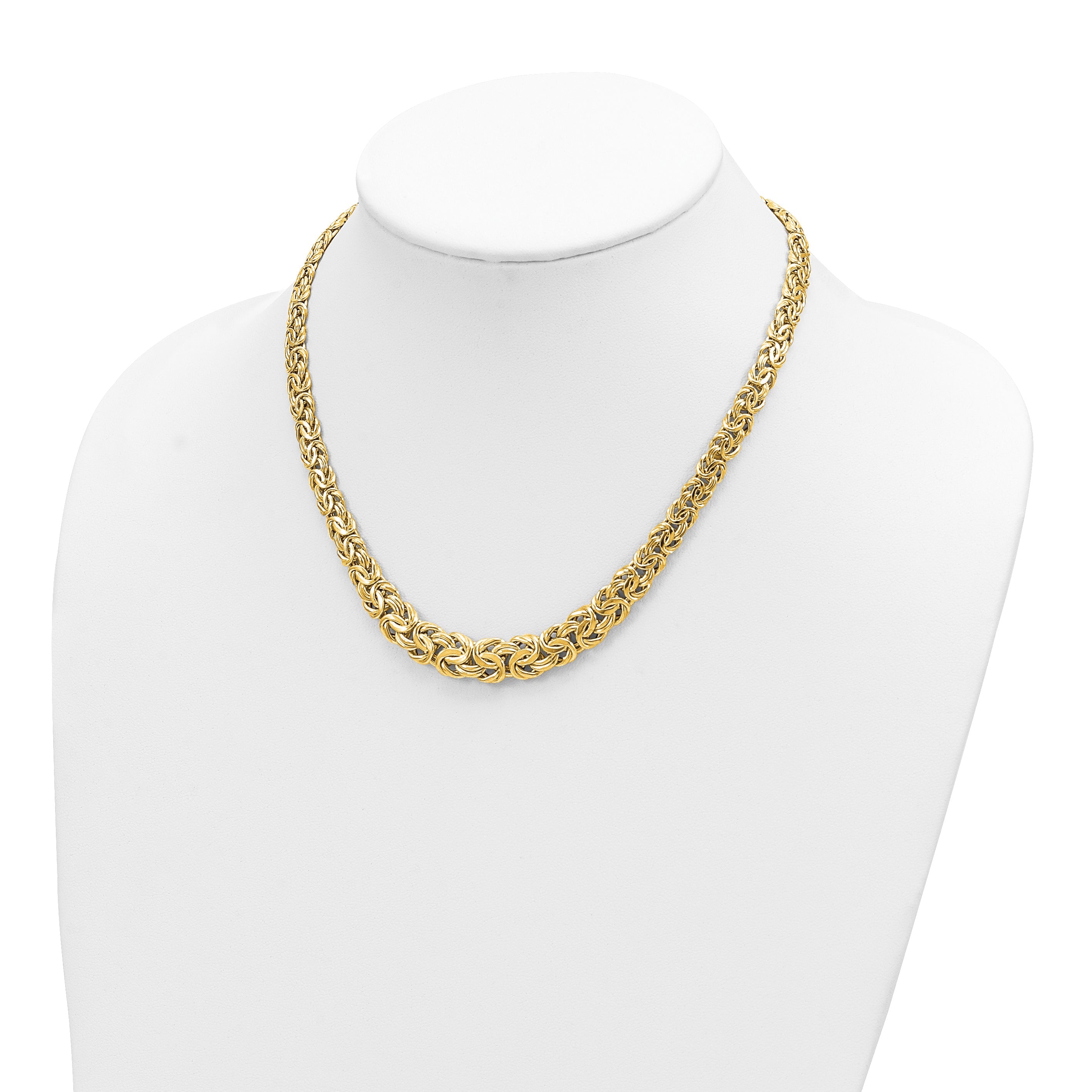 14K Gelbgold Fantasie Abgestuft 7-12mm Flach Byzantiner Halskette