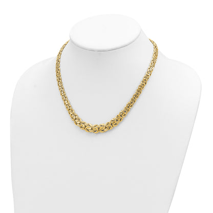 14K Gelbgold Fantasie Abgestuft 7-12mm Flach Byzantiner Halskette