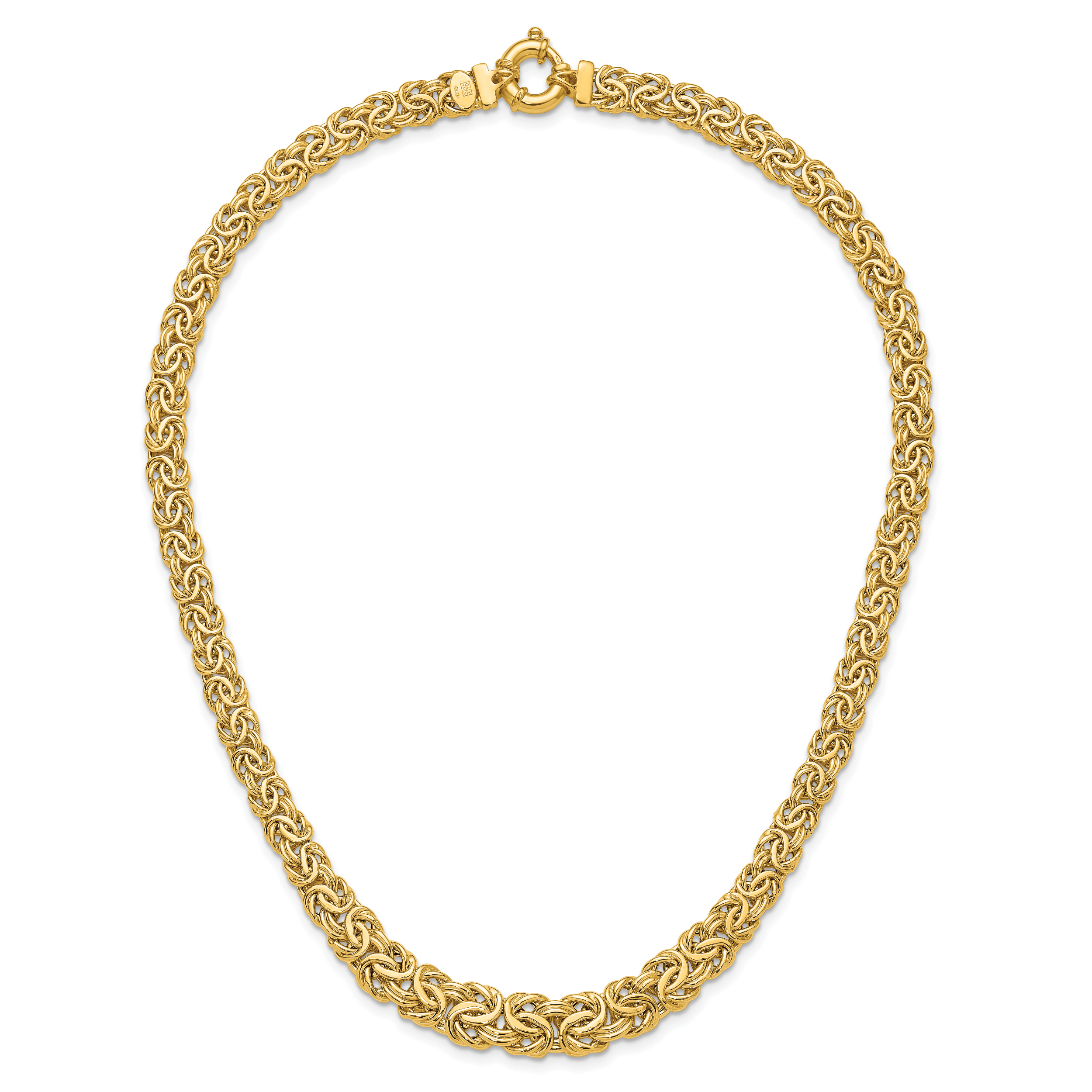 14K Gelbgold Fantasie Abgestuft 7-12mm Flach Byzantiner Halskette