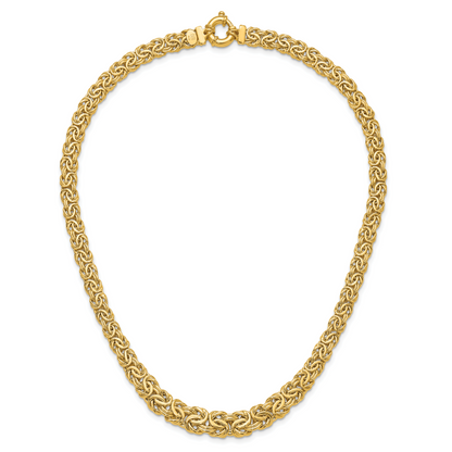 14K Gelbgold Fantasie Abgestuft 7-12mm Flach Byzantiner Halskette
