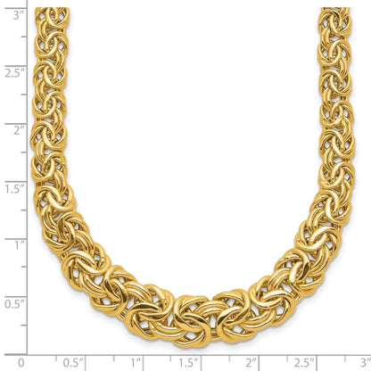 14K Gelbgold Fantasie Abgestuft 7-12mm Flach Byzantiner Halskette
