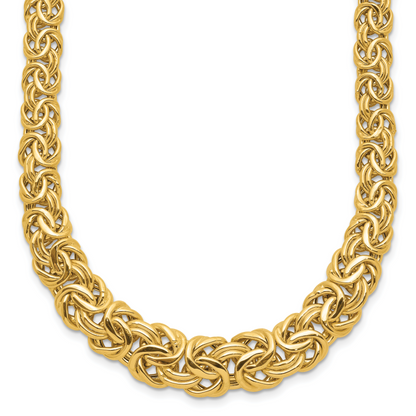 14K Gelbgold Fantasie Abgestuft 7-12mm Flach Byzantiner Halskette