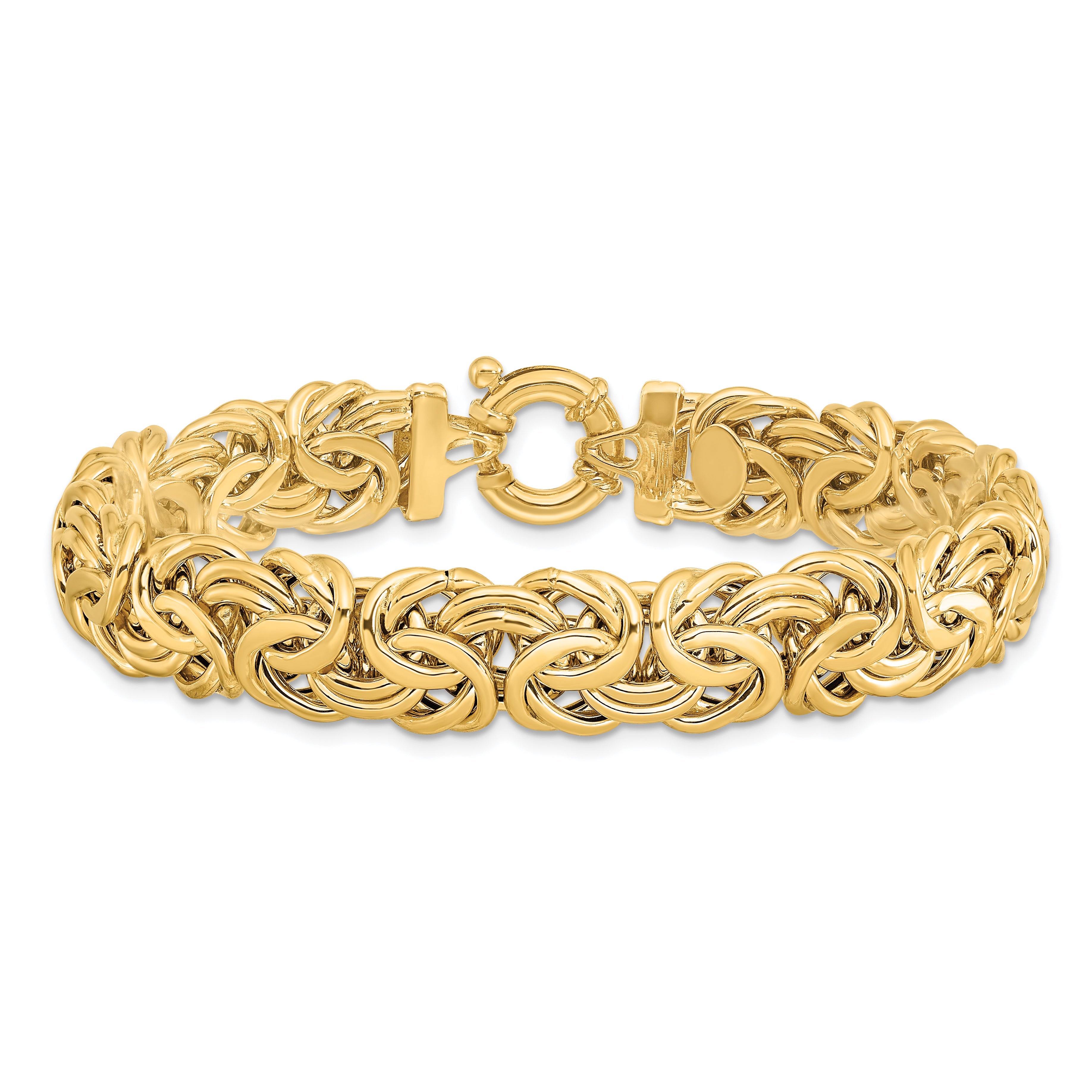 7.5 Zoll 14K Fantasie 11mm Flach Byzantiner Armband