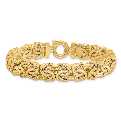 7.5 Zoll 14K Fantasie 11mm Flach Byzantiner Armband