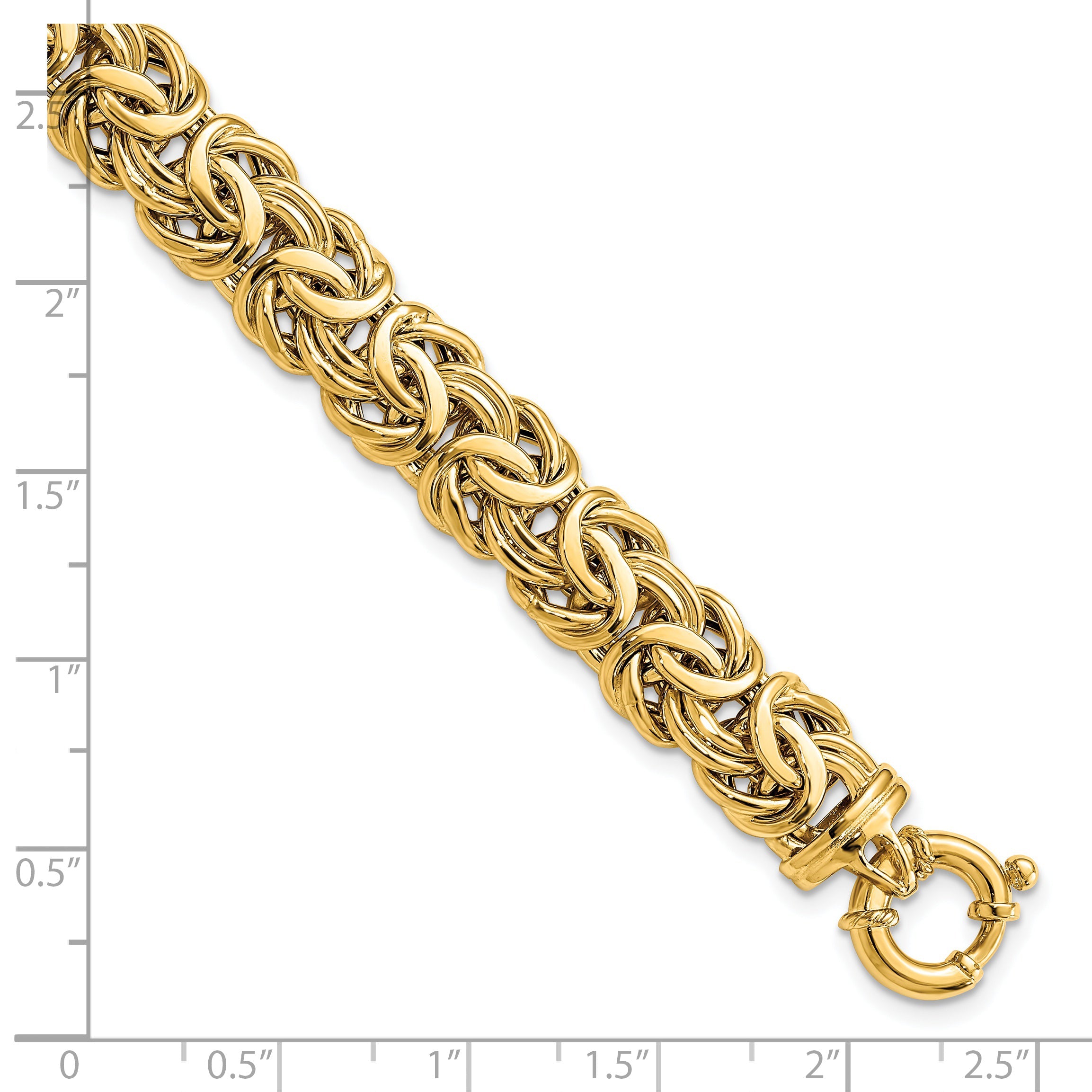 7.5 Zoll 14K Fantasie 11mm Flach Byzantiner Armband