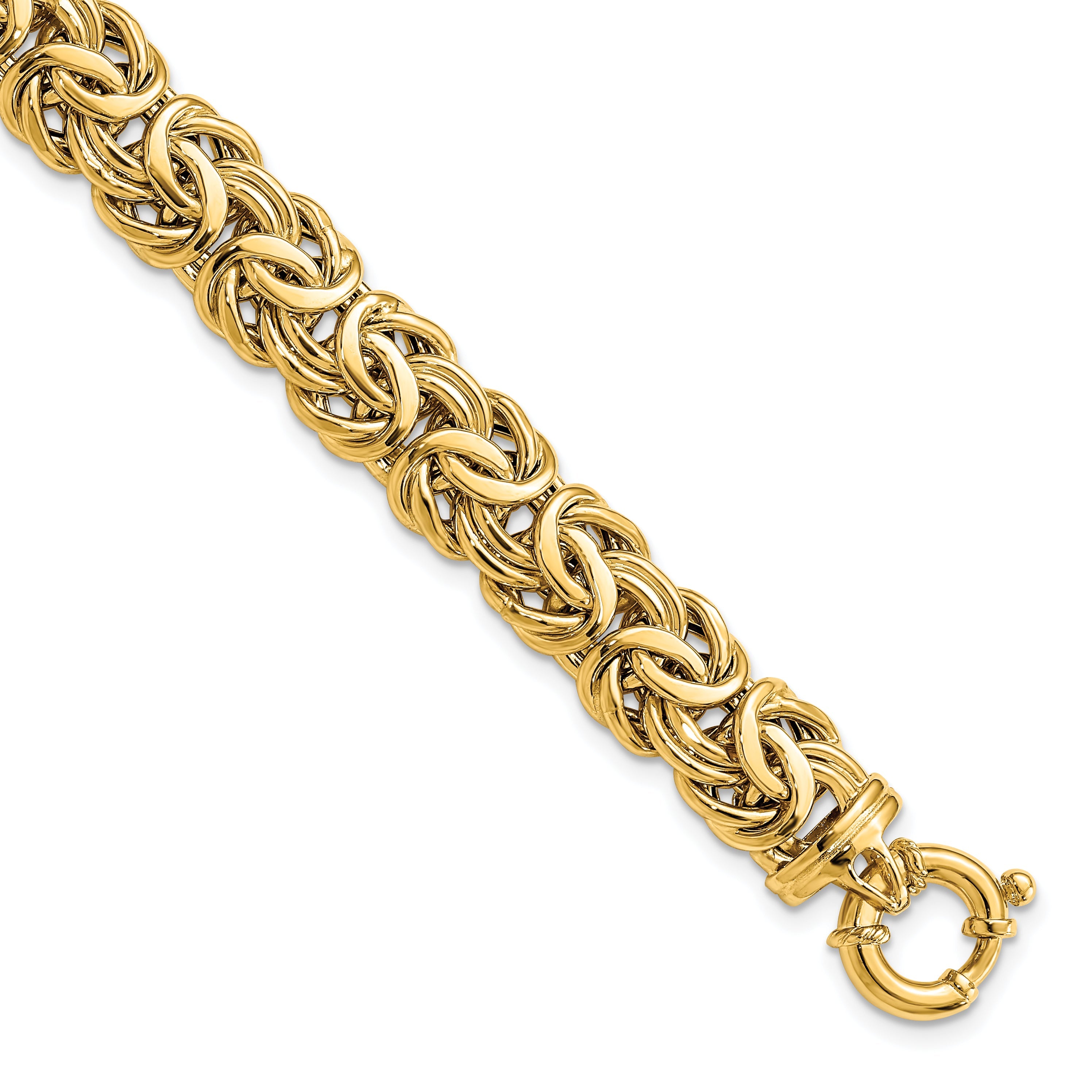 7.5 Zoll 14K Fantasie 11mm Flach Byzantiner Armband