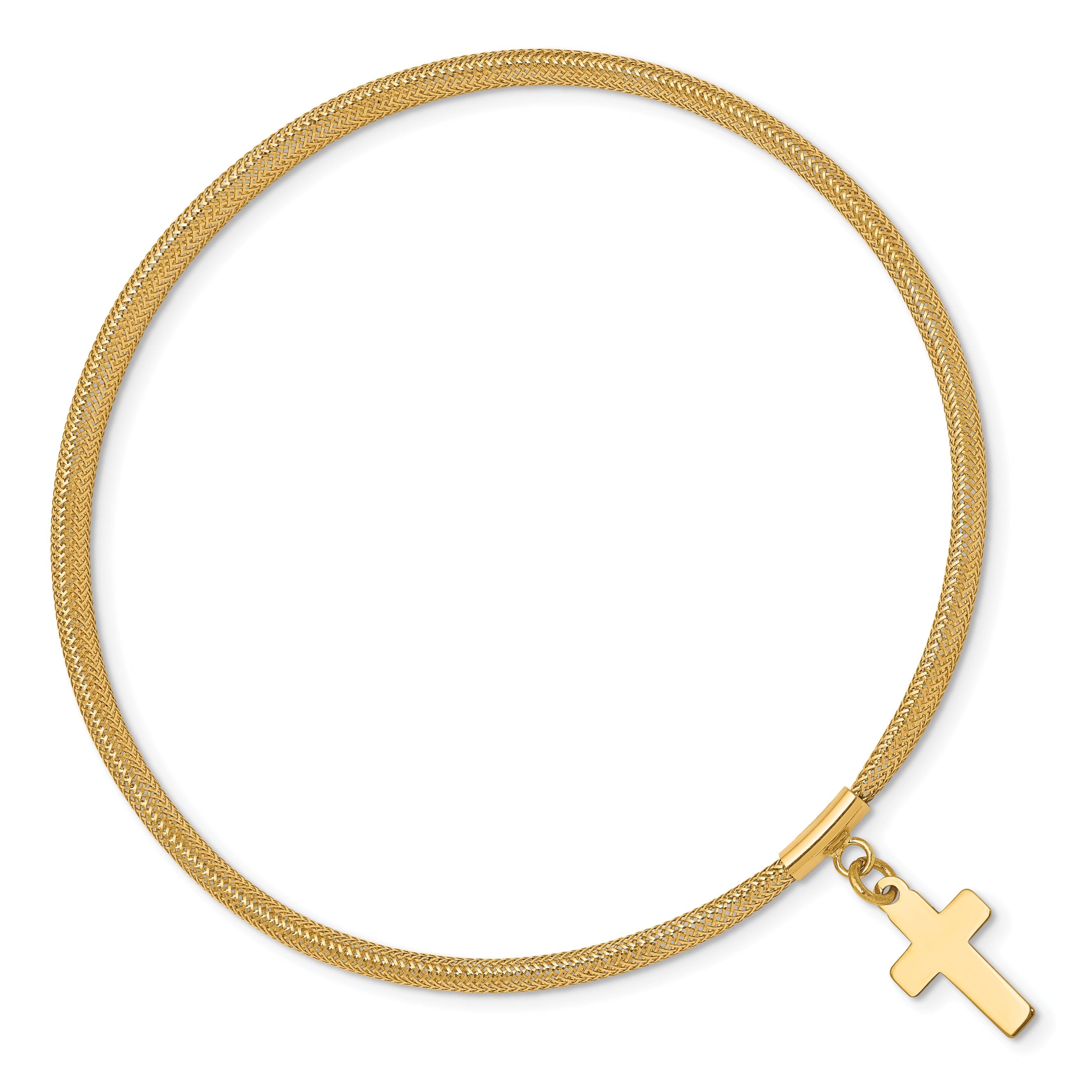 14K Gelbgold Netz Kreuz Hängend Dehnbar Armband