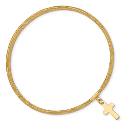 14K Gelbgold Netz Kreuz Hängend Dehnbar Armband