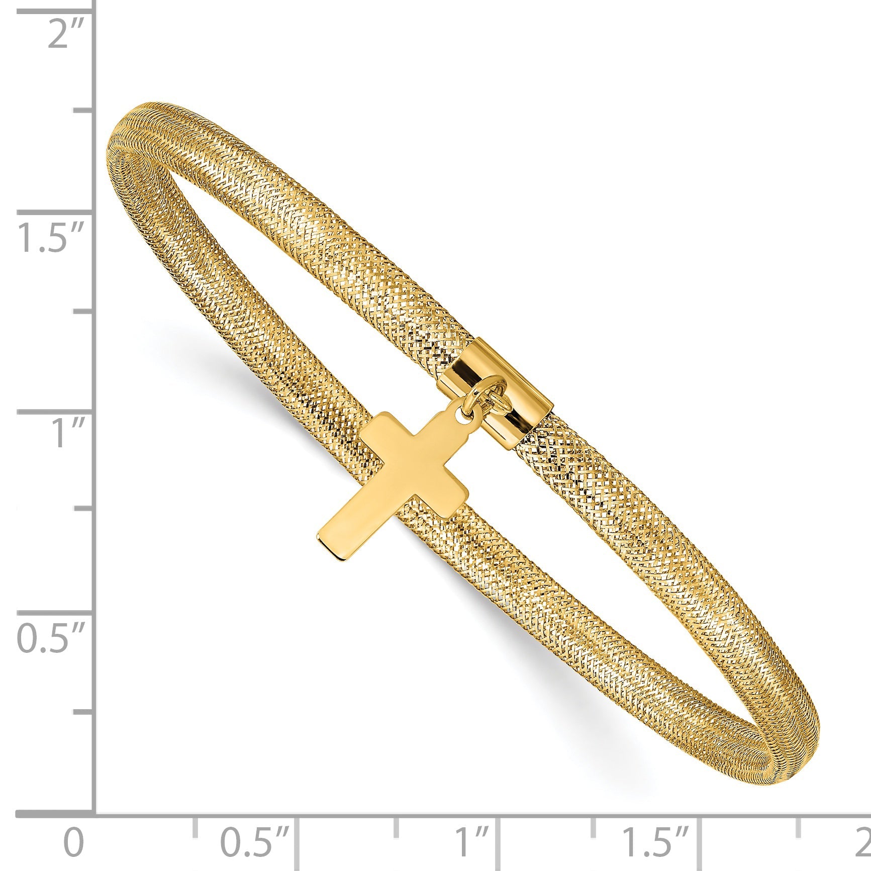 14K Gelbgold Netz Kreuz Hängend Dehnbar Armband