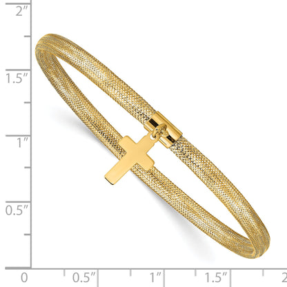 14K Gelbgold Netz Kreuz Hängend Dehnbar Armband
