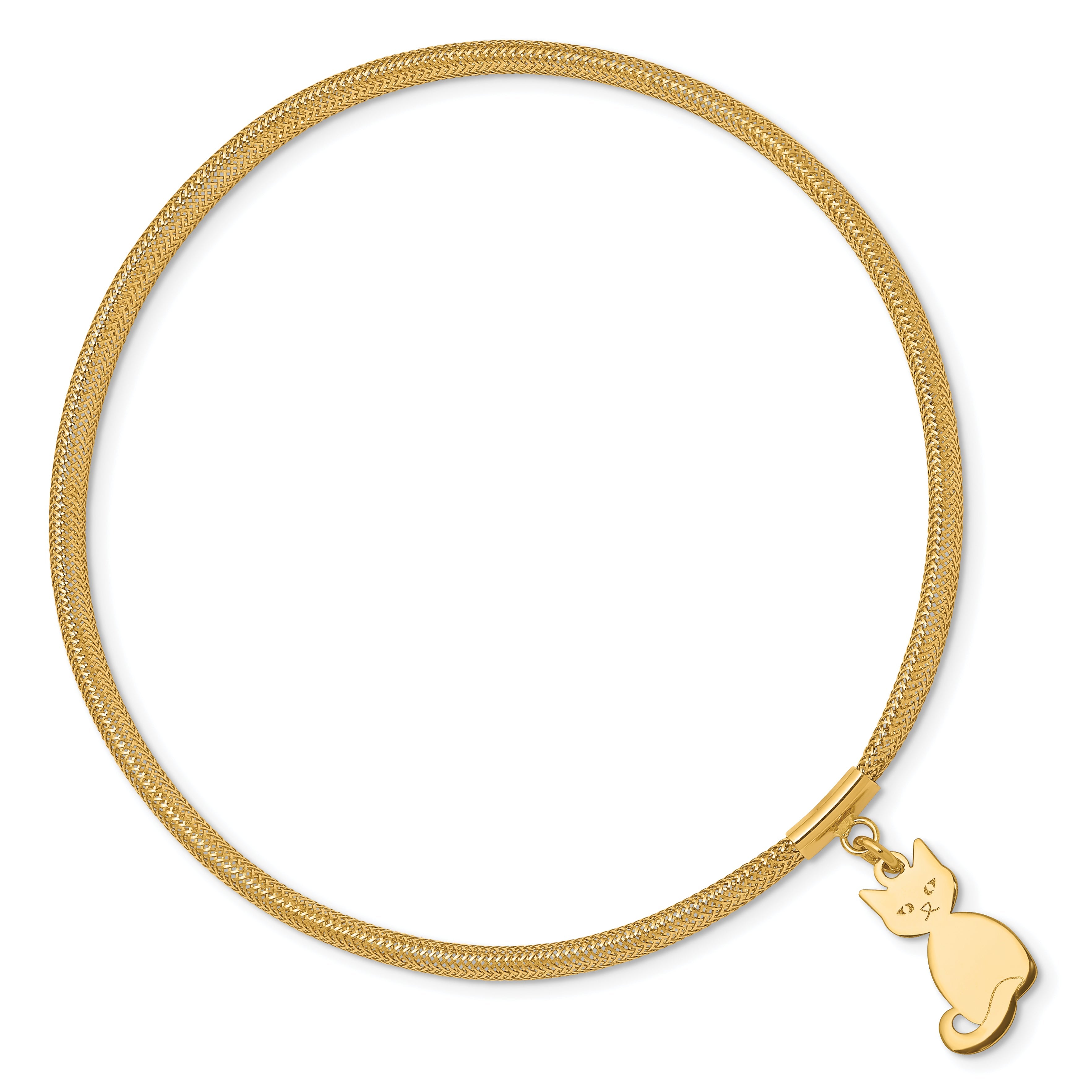 14K Gelbgold Katze Dehnbar Netz Armband