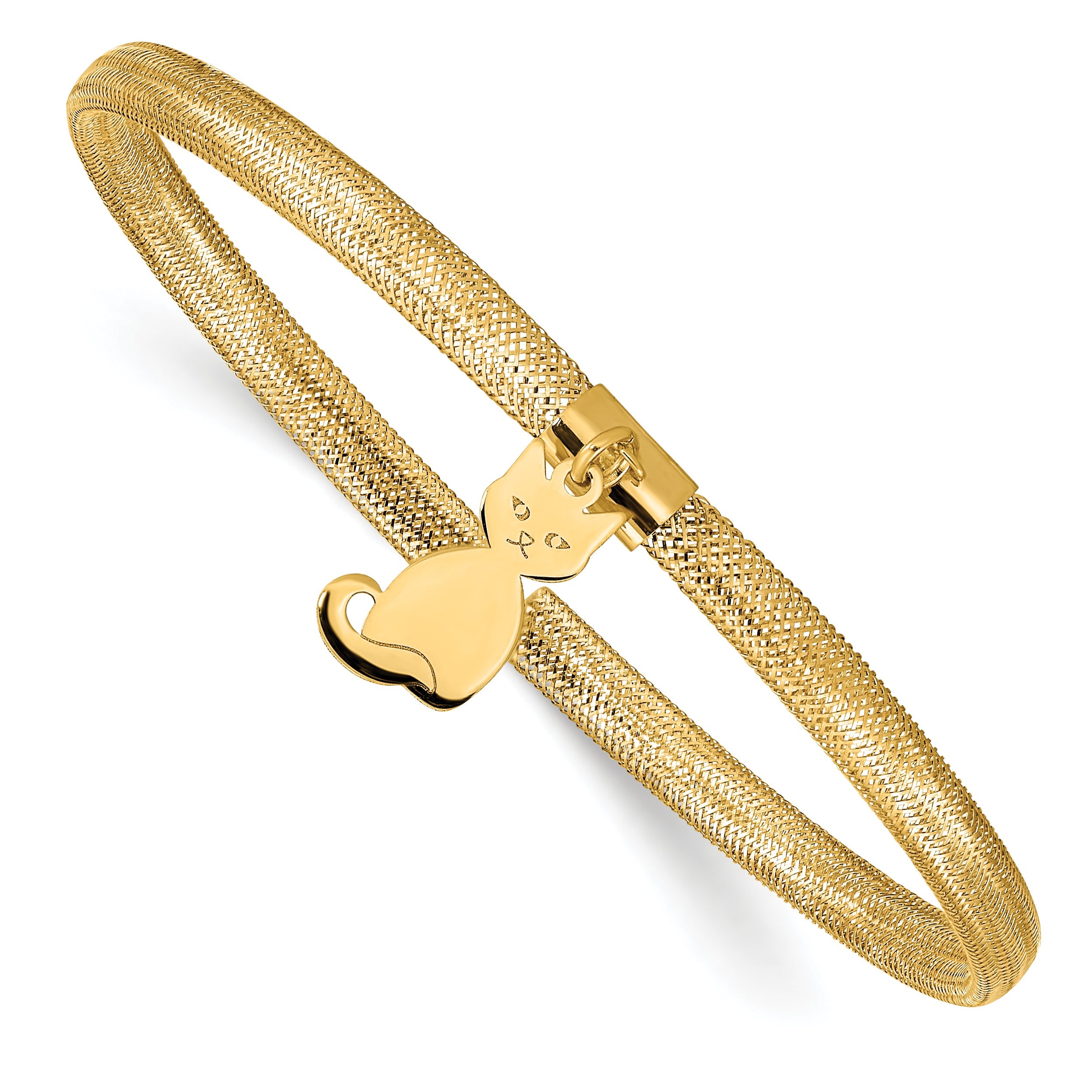 14K Gelbgold Katze Dehnbar Netz Armband
