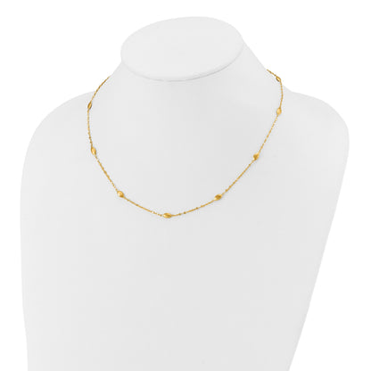 14K Gelbgold Diamantiert mit Satiniert Oval Perlen Halskette