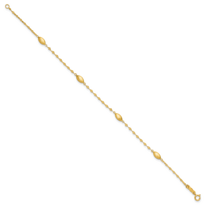 7.5 Zoll 14K Diamantiert mit Satiniert Oval Perlen Armband